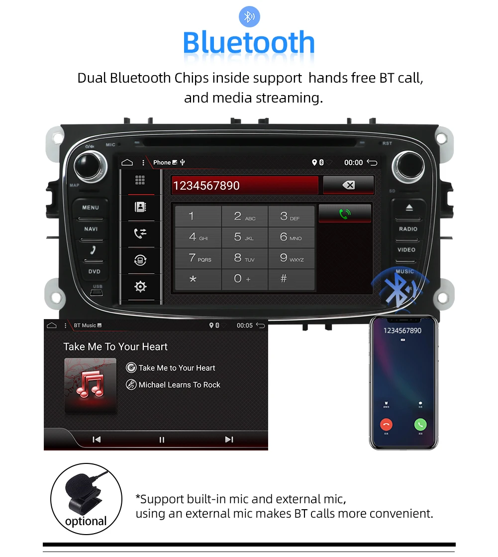 Автомагнитола 2 din Android 9,0 автомобильный dvd кассетный плеер для ford для focus 2 магнитофон gps навигация Wi-Fi руль 4G ram