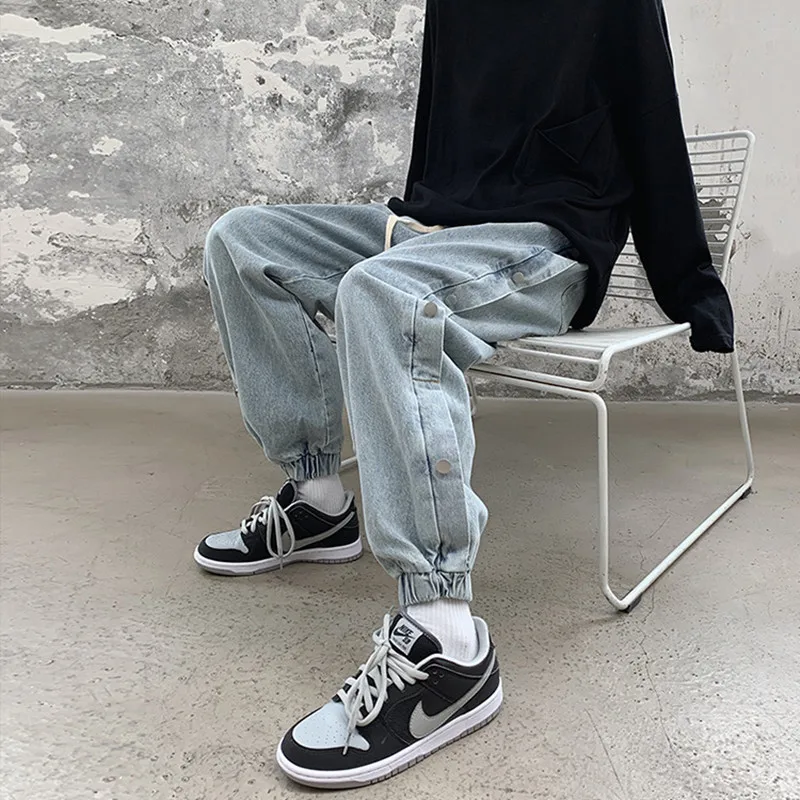 

Men's Casual Oversize Pencil Jeans 2021 Autumn Winter New Woman Denim Pants Korean Streetwear Man Hip Hop Trousers