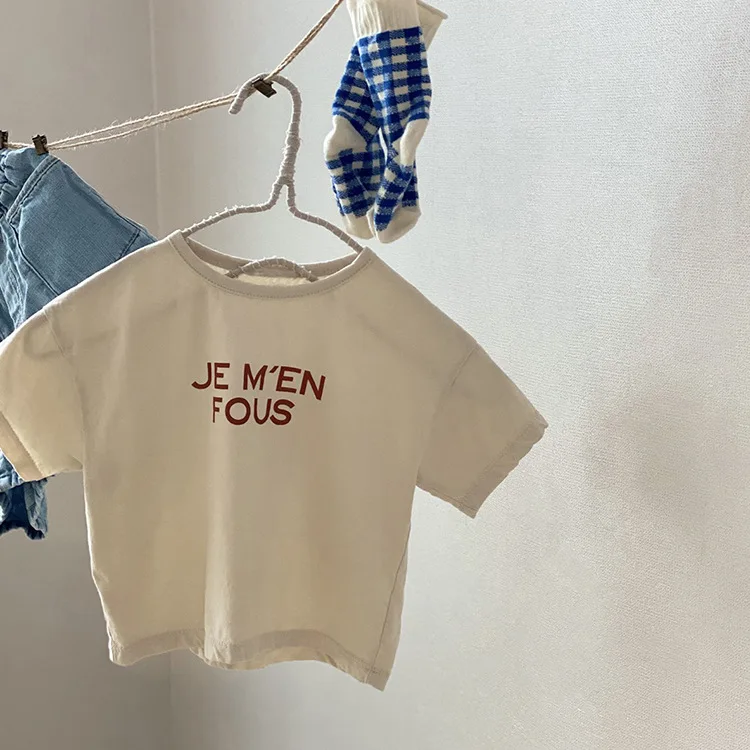 

7202 PRESALE 15Days Children's Summer New Top Simple Korean Letters Printed Boys' And Girls' T Shirt Short Sleeve Summer Clothes