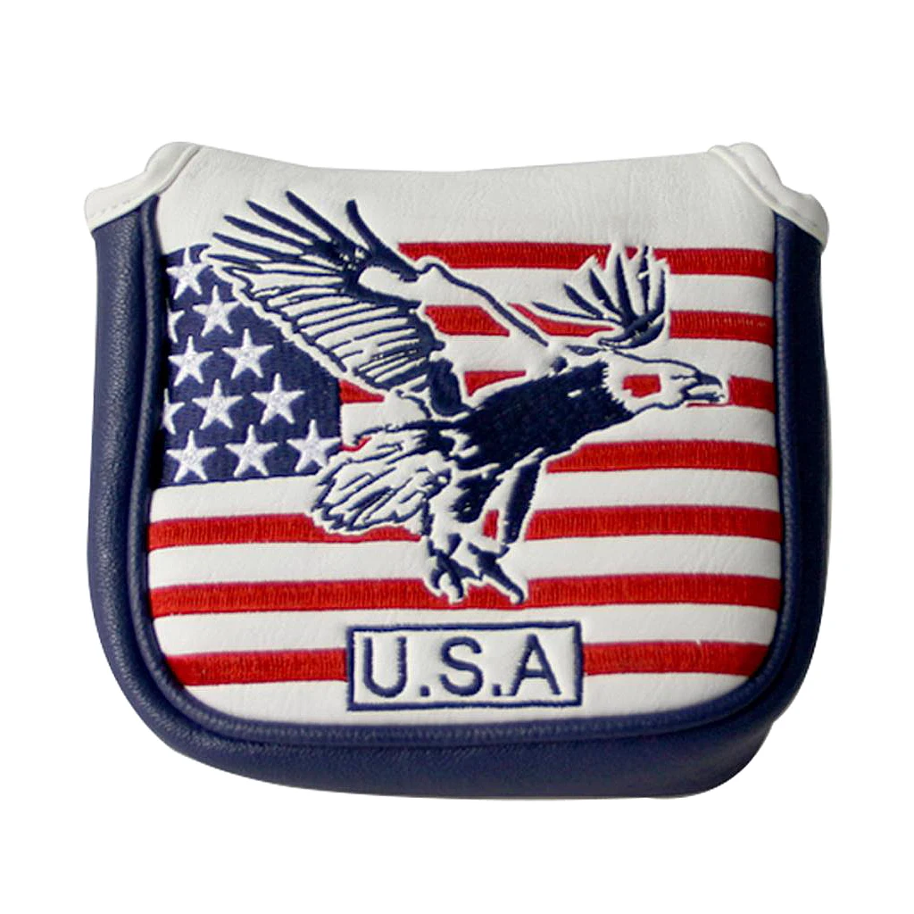 

USA Stars and Stripes Square Mallet Shaped Magnetic Closure Golf Putter Head