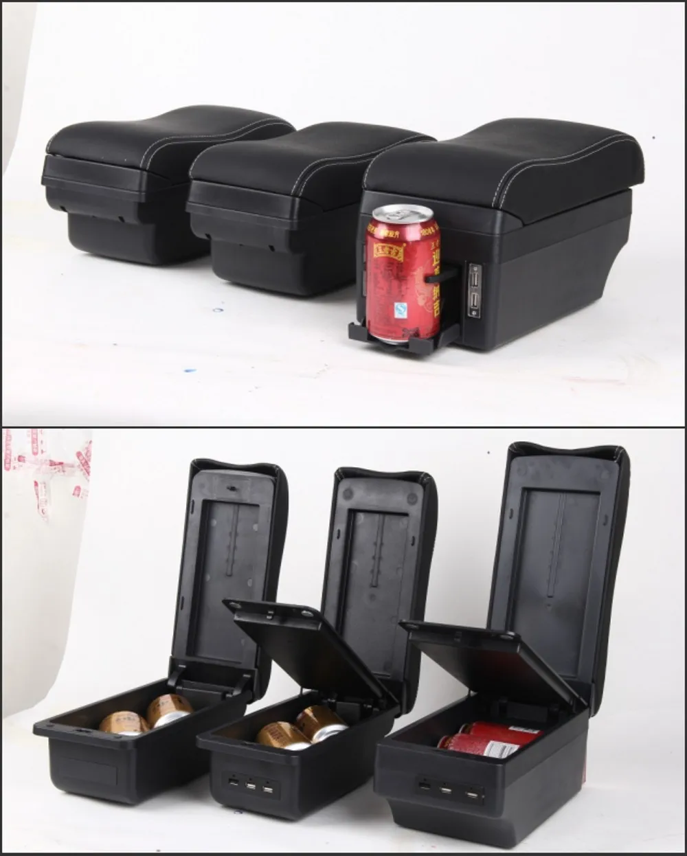 For Nissan Note Armrest Box Center console central Store content Storage box with cup phone holder USB interface Arm Rest images - 6
