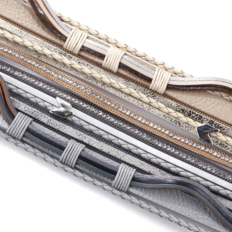 Женский плетеный кожаный браслет ALLYES многослойные браслеты в богемном стиле с