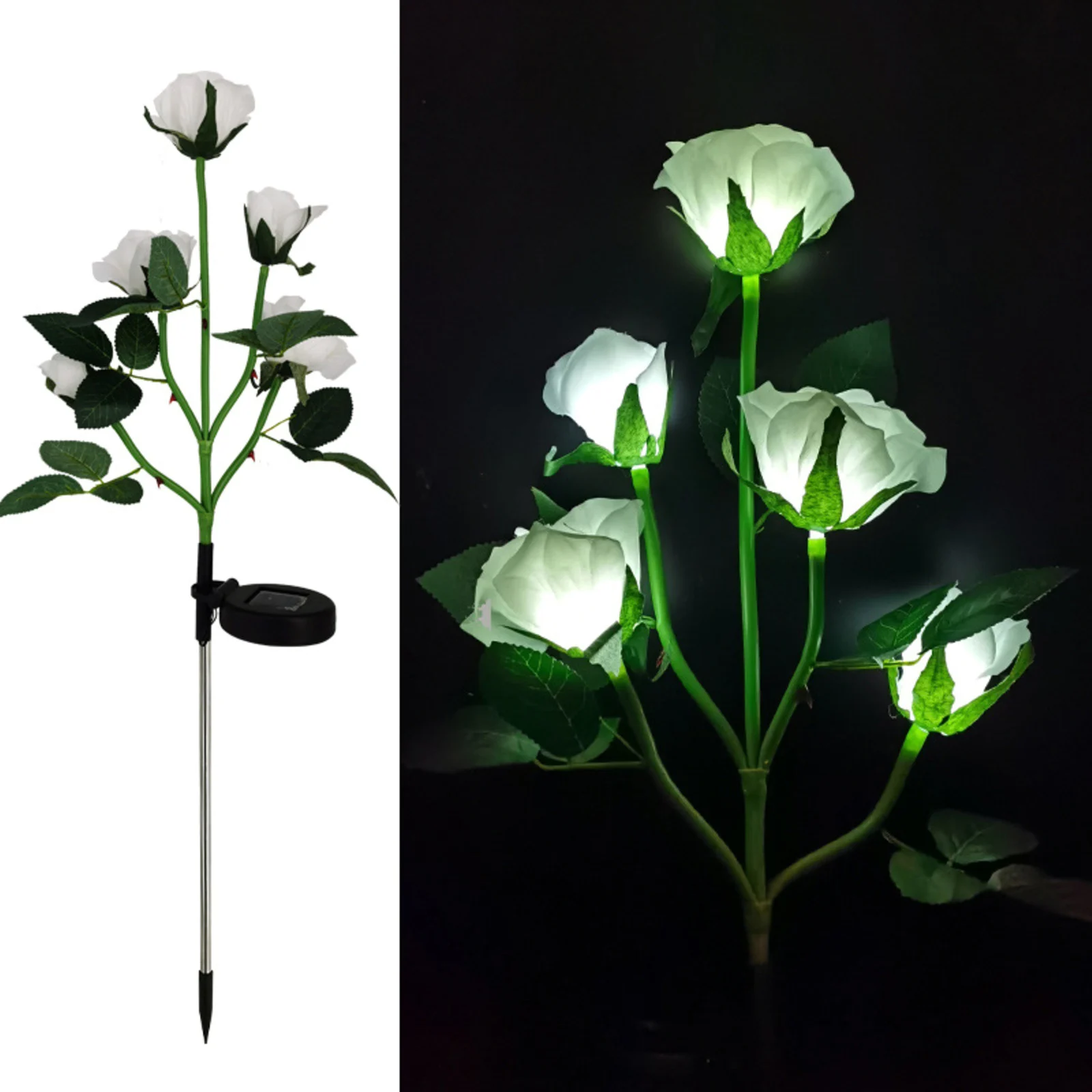

Светодиодный светильник на солнечной батарее в виде Розы, водонепроницаемый садовый Ландшафтный фонарь, уличная лампа для газона, декорати...