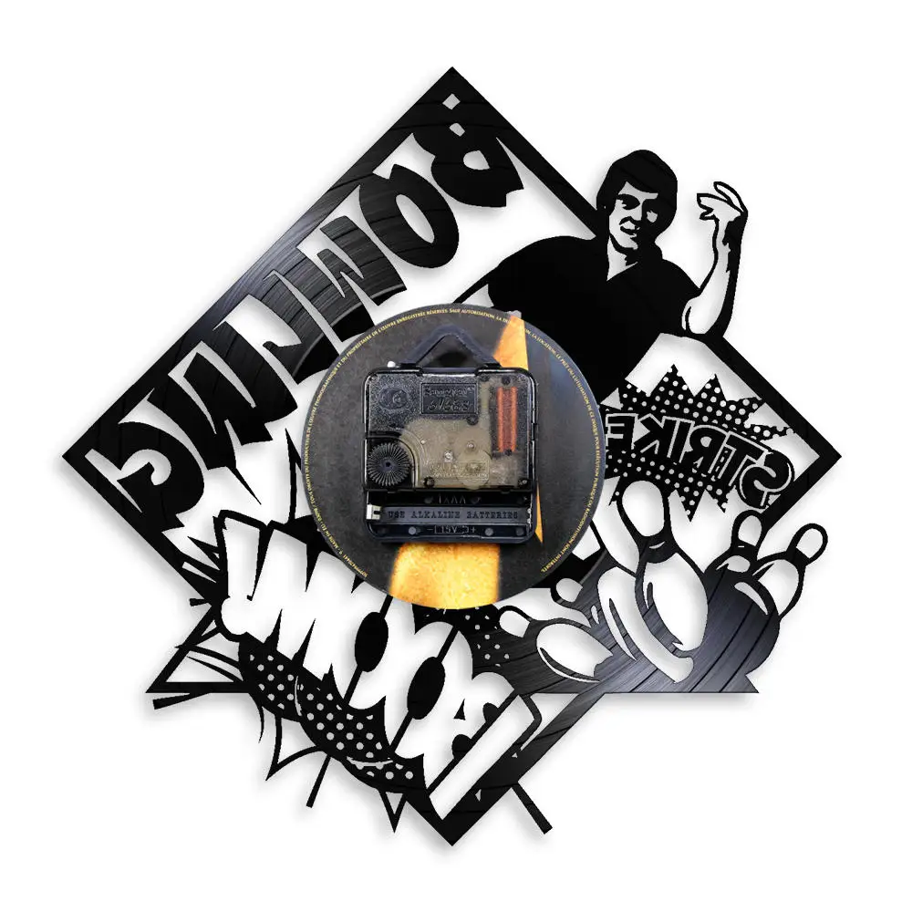 Боулинг Декор клуб настенные часы Боулер Страйк игрок в боулинг Винтаж виниловая