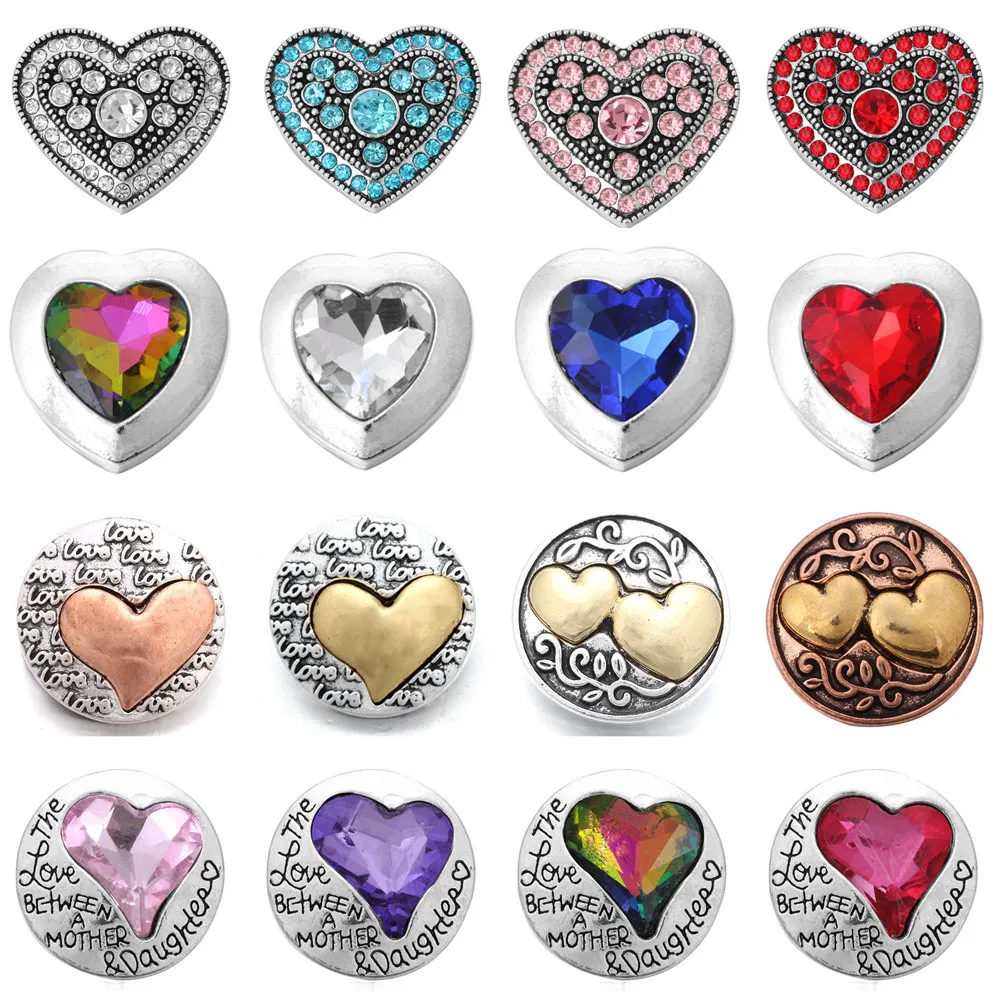 6 шт./лот кристалл сердце 18 мм Металлические кнопки ювелирные изделия DIY браслет