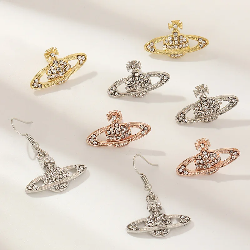 

Luxury 14K Real Gold Round Shape Planet Earrings for Women Jewelry Brilliant AAA Zirconia S925 Silver Needle Stud Wedding Party