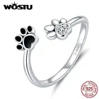 Женское Обручальное Кольцо WOSTU, регулируемое кольцо из 100% стерлингового серебра 925 пробы с изображением собачьей лапы, ювелирное изделие DXR605