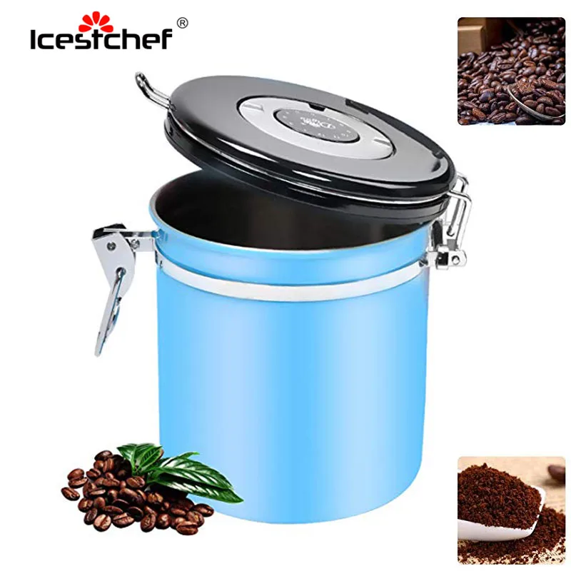 ICESTCHEF из нержавеющей стали герметичный контейнер для кофейных зерен кухонный