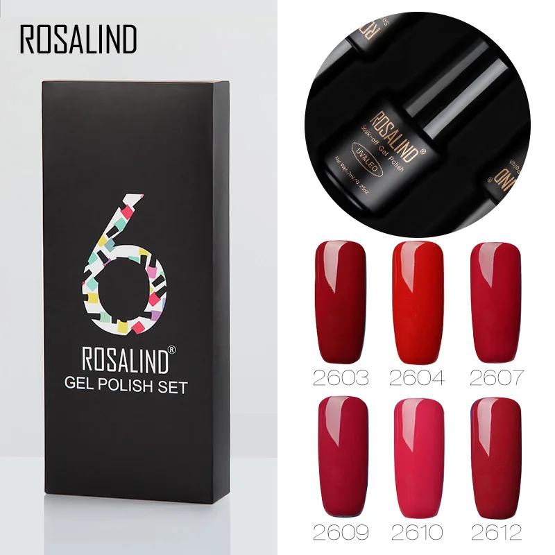 

Rosalind 6PCS Nail Polish Kit Semi Permanent Mixed Gel Nail Polish Base Coating can absorb UV LED Nail Polish Gel 7ml