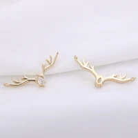 14k gold covered accessories color preserved zircon inlaid elk horn pendant for diy necklaces earrings accessories jewelry a