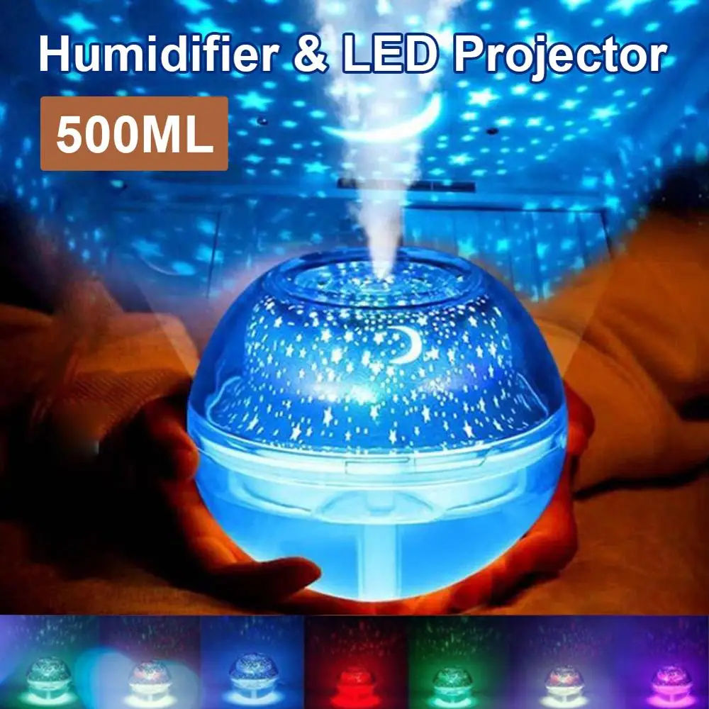 

USB Stray Humidifier Crystal Seven-colored Night Light Projection Humidifier Household Humidifier Bedroom Desk Decoration