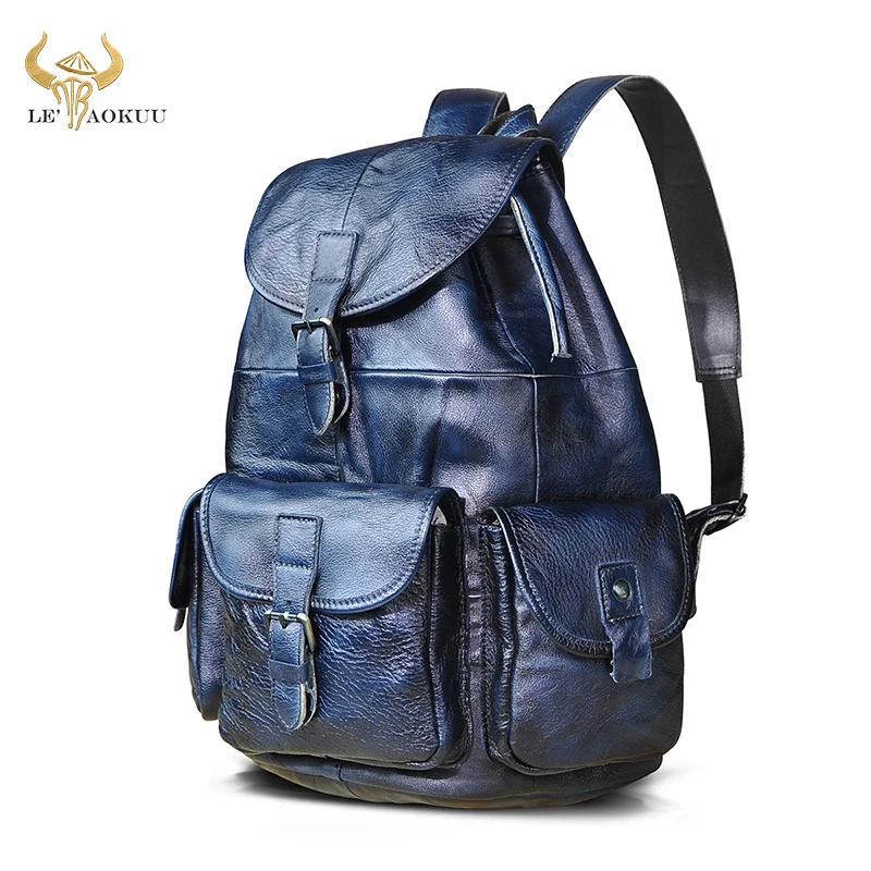 Мужской модный рюкзак из натуральной кожи для путешествий студентов школьников