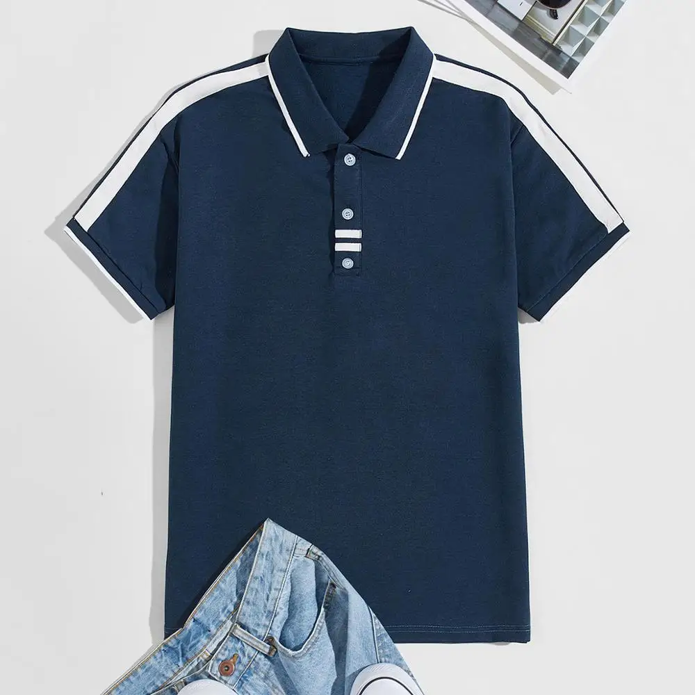

Summer man fashion short sleeve pure cotton polo male casual stand collar polo youth fashion personality simple men lapel tops