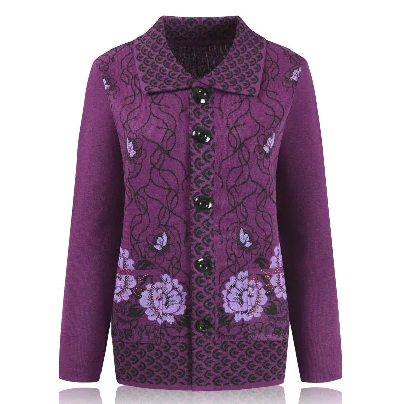 Женский трикотажный кардиган с принтом Осенний свитер для женщин среднего