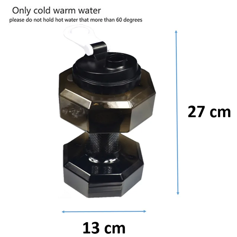 

2.2L Dumbbells Shaped Plastic Big Large Capacity Gym Sports Water Bottle Outdoor Fitness Bicycle Bike Camping Cycling Kettle New