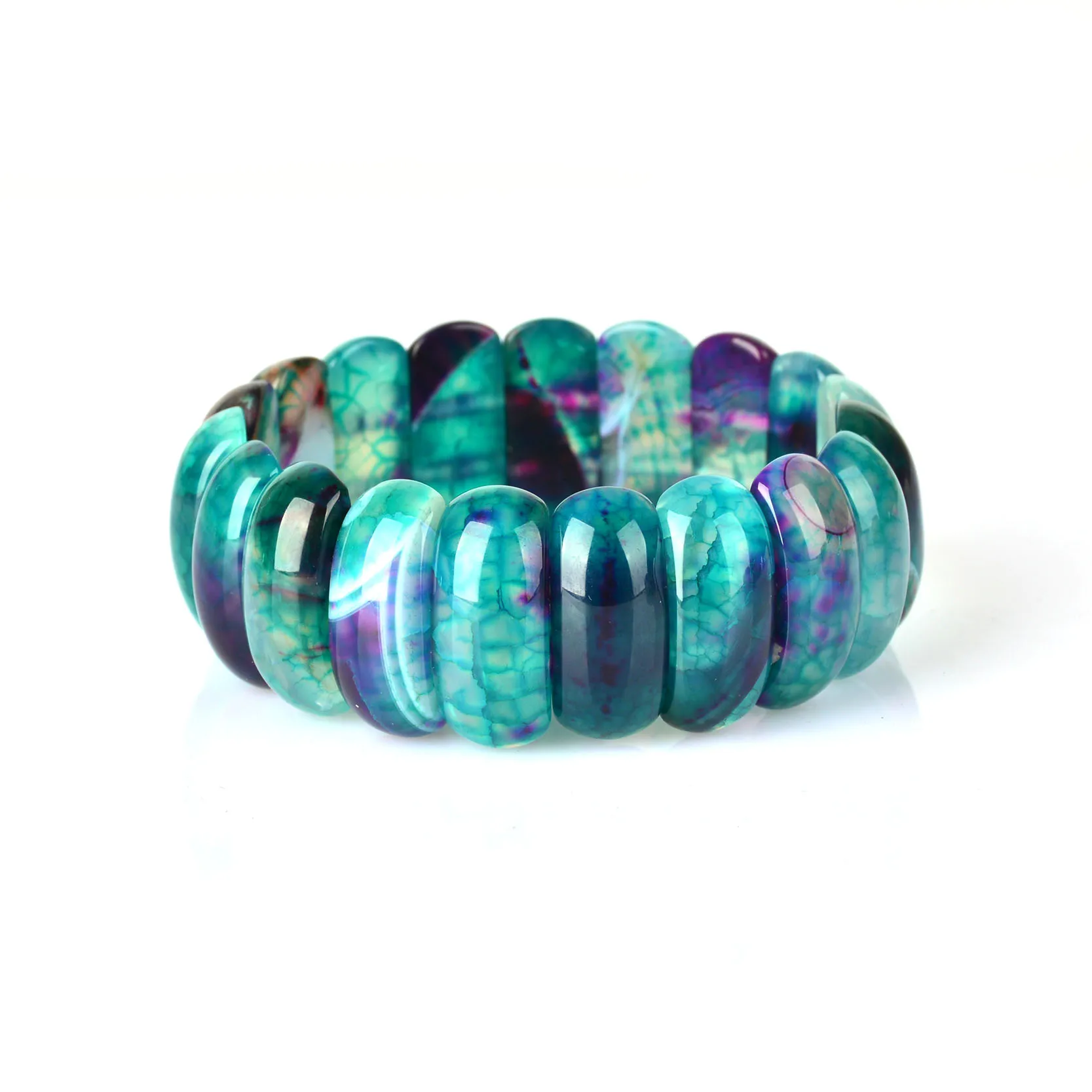 Green Purple Agate KCALOE Роскошные Синие Браслеты из оникса браслеты женские свадебные растягивающиеся чакра браслет для женщин очаровательные ювелирные изделия в стиле бохо - Окраска металла: Green Purple Agate