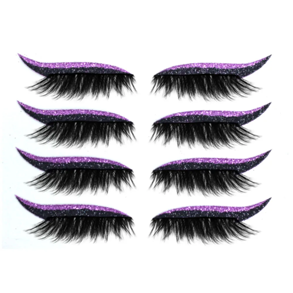 

4PCS Reusable False Eyelashes Eyeliner And Eyelash Stickers 7 Color Waterproof Eyeliner Eyelash Stickers Easy To Use And Remove