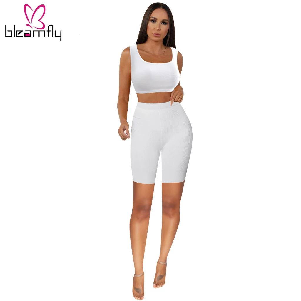 2019 летний женский трикотажный топ без рукавов до колен штаны костюм из двух
