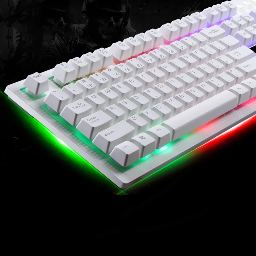 Игровая клавиатура с цветной светодиодной подсветкой USB проводная Радужная