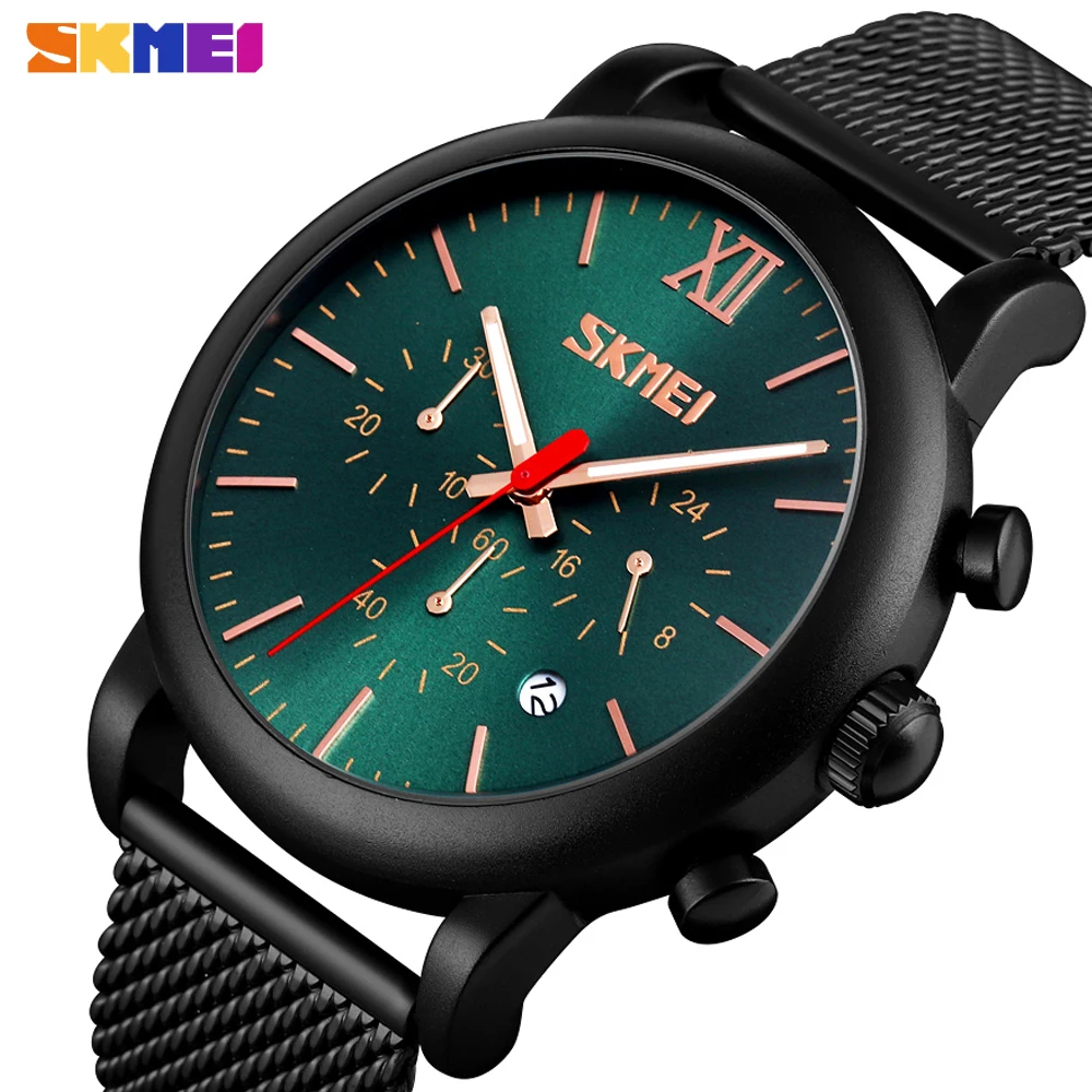 

SKMEI Men's Watch Full Steel Waterproof Quartz Wristwatch Luxury Military Sports Stopwatch Luminous Pointer Clock Montre Homme