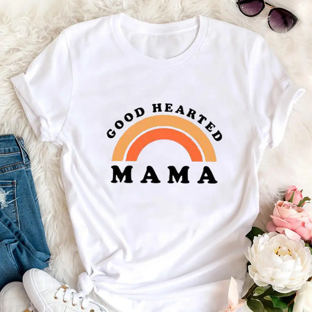 

Good Heart Mama 100%Cotton Graphic Printed Women T-Shirt Funny Women Motherhood Top Tee Mother's Day Gift Fashion Momlife Tee