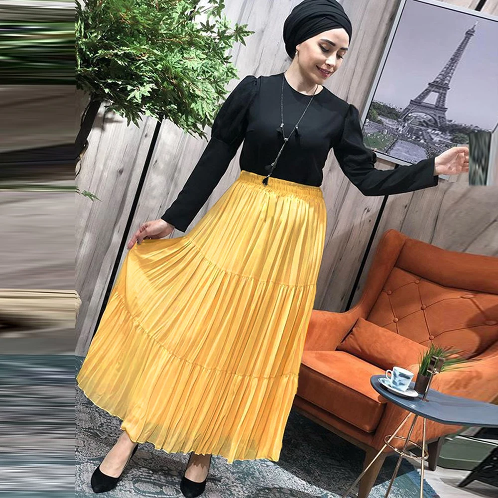 

Faldas Ropa Mujer Moda Muslim High Waist Maxi Pencil Long Pleated Skirt Women Clothes Jupe Longue Femme Winter Womens Skirts