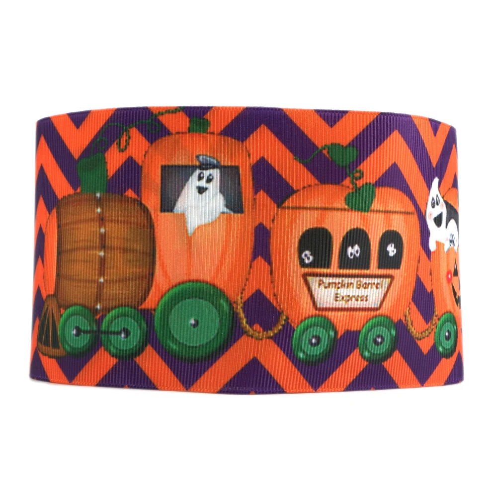 

New 50Y 3" 75mm Halloween Pumpkin Grosgrain Ribbon Packing Material DIY Bow Craft Decor Wedding Party Decoration Gift,50Yc7836