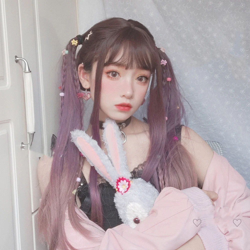 TALANG парики длинные волосы с челкой для женщин розовый фиолетовый градиентный