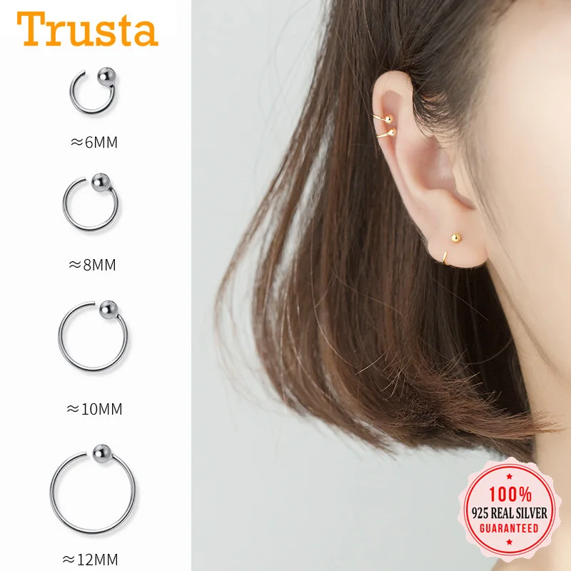 

TrustDavis New 925 Sterling Silver Fashion Mini Contracted Round Beads Stud Earrings For Women Silver 925 Jewelry Gift DA694