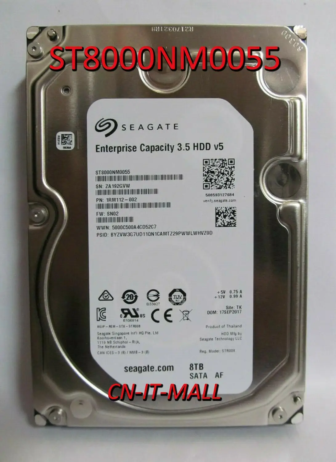 

Seagate Exos ST8000NM000A ST8000NM0055 8TB 7200 RPM 512e SATA 6Gb/s 256MB Cache 3.5" Internal Enterprise Hard Drive