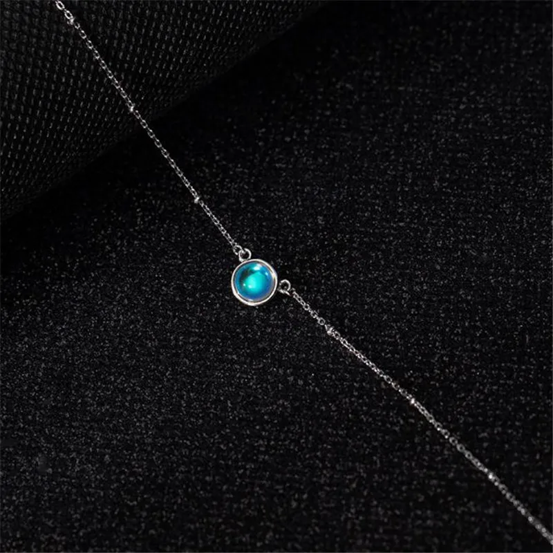 Женские круглые бусы POFUNUO ожерелье из стерлингового серебра 925 пробы с лунным