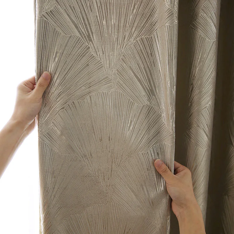 

Custom curtain modern Nordic Flocking Bronzing thick Plaid shading window livingroom bedroom blackout curtain tulle yarn M1006