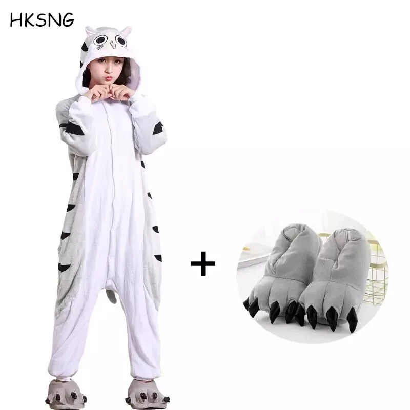 HKSNG Kigurumi комбинезон с изображением сырного кота фланелевые зимние пижамы героев