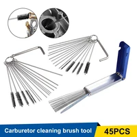 45pcs carburetor carbon dirt jet remover needle brush cleaning tool with 32pcs cleaning wire 13pcs brushes for motorcycle atv