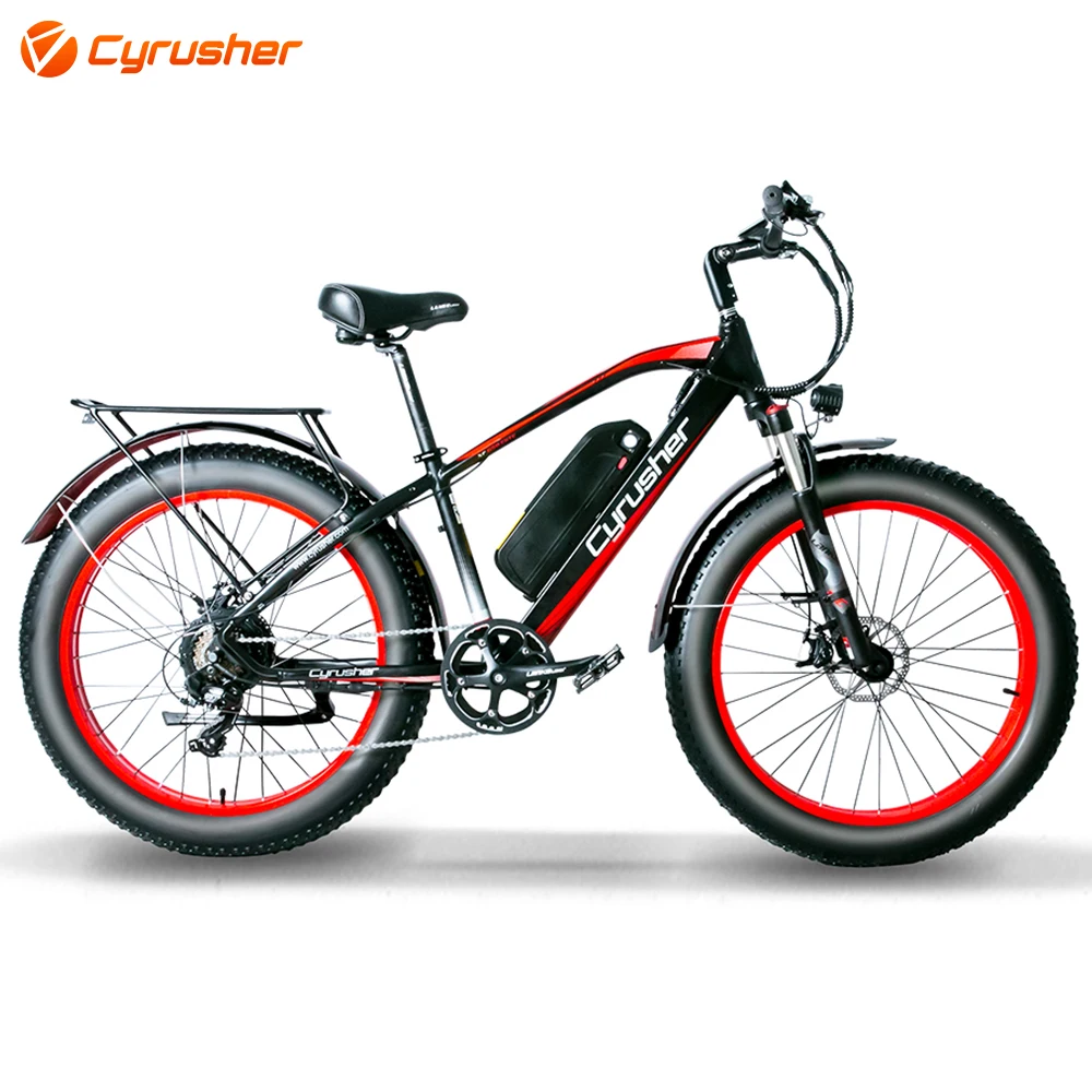 

Cyrusher XF650 750W 48V Electric Bicycle 17A 7 Speed Mountain Bike 4.0 Fat Tire Hardtail Beach Ebike With Front Suspension