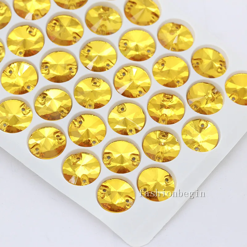 48p 12 мм Ассорти Стекло Камень Круглый Rivoli пришить на плоской подошве с украшением