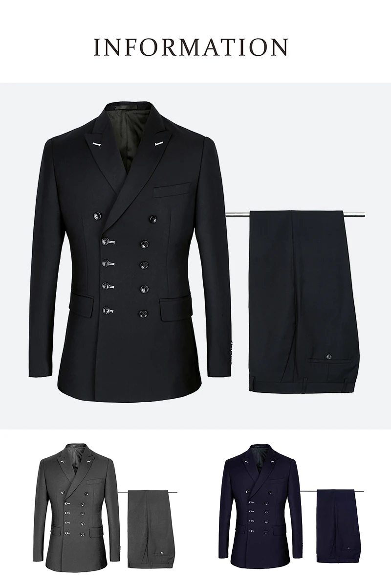 Shenrun мужские костюмы Slim Fit модный костюм двубортный пиковый нагрудный темно-синий черный свадебный костюм для жениха