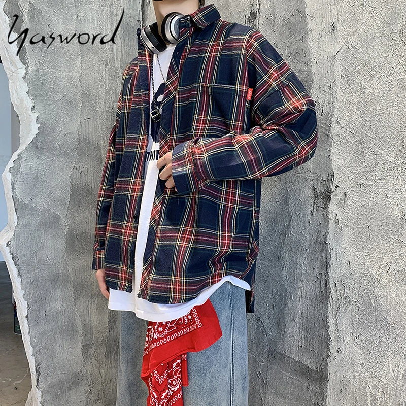 Yasword брендовые клетчатые повседневные рубашки для мужчин новинка 2019 осень-весна