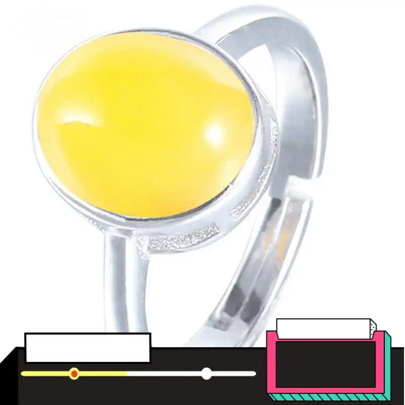10*8mm 6.18 Sale S925 Sterling Silver Poland Amber Rings Exaggerated upper class lithuania Retro Handmade | Украшения и