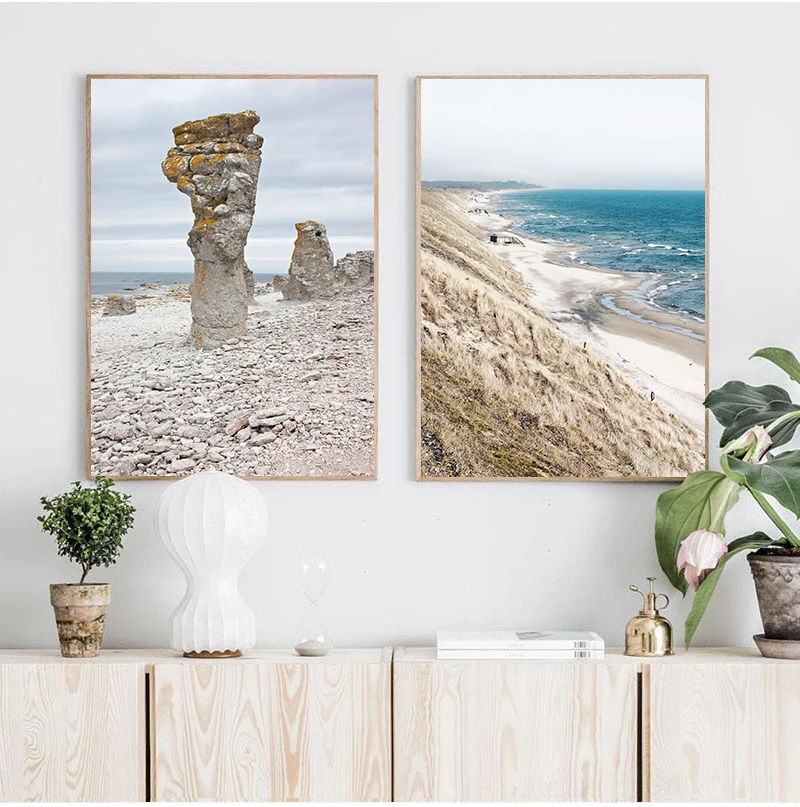 Морской океан пляж мост холст Постер скандинавский пейзаж природа морской