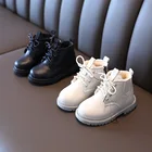 2021 Зимние Новые Стильные Детские Ботинки Martin с боковой молнией, бархатные хлопковые ботинки для детей, короткие ботинки для мальчиков и девочек, детская обувь