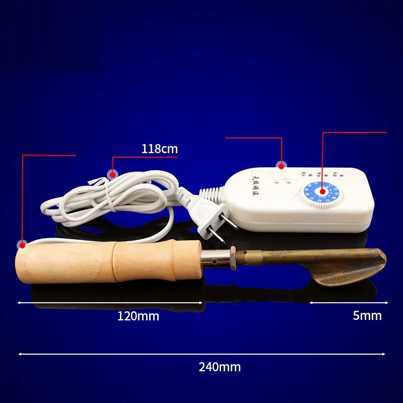 

50W Adjustable Temperature Leather Electric Iron Fur Coat Goods Nursing Wrinkle Removal Wooden Handle Pure Copper Head DIY NEW