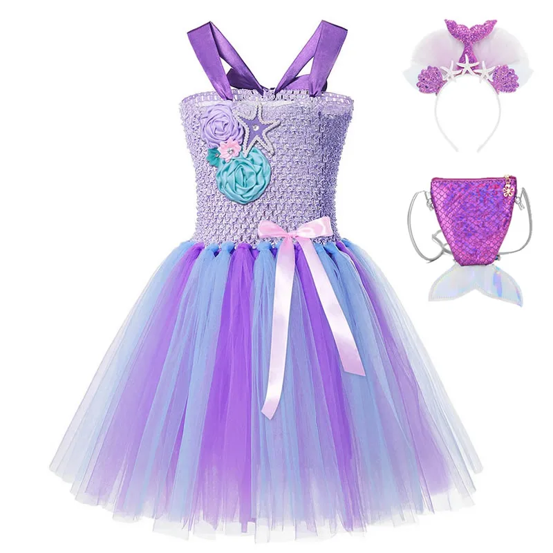 Платье для девочки маленькая Русалочка Ариэль Летнее Детское бальное