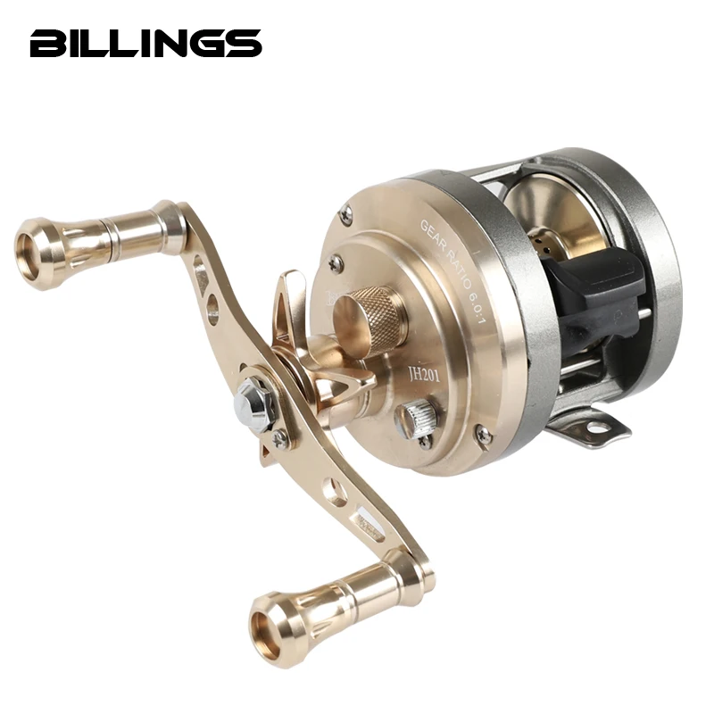 Катушка для рыбалки BILLINGS Metal Fishing Reel Drum Wheel Bait Casting Lure 9+1BB 7kg Max drag 265g Alloy Spool Handle для соленой воды.