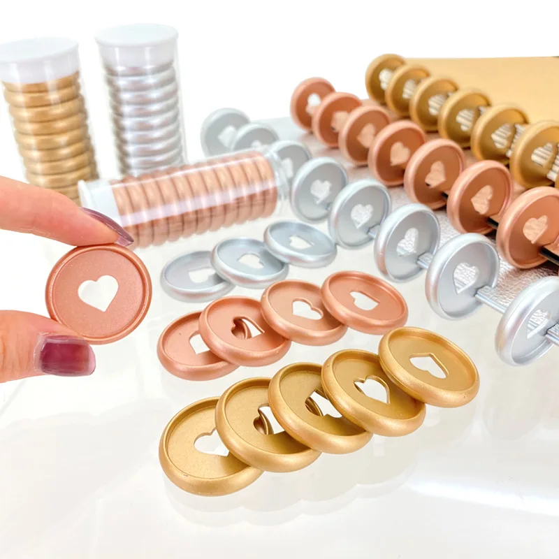 

100PCS 28MM Planner Disc Mushroom Hole Binding Ring Buckle Hand Ledger Loose-leaf DIY Accessories 28mm Love Disc