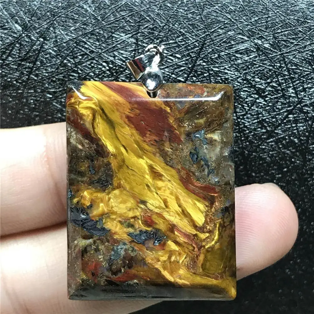 Подлинная натуральная желтая подвеска Pietersite для мужчин и женщин, Namibia 32x25x8 мм, прямоугольные бусины, модные ювелирные изделия, ожерелье, подвеска AAAAA