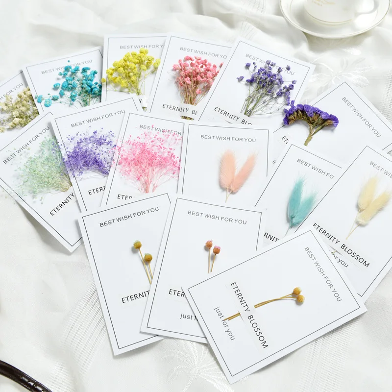 

10pcs gypsophila dried flowers invitation card dried flowers small business supplies wedding invitations Party thank you cards