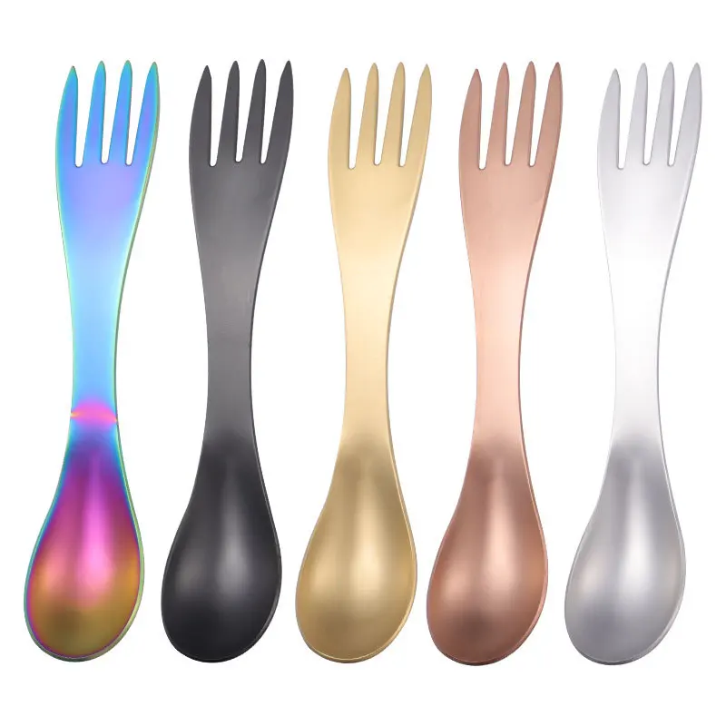 

304 Stainless Steel Spoon Stainless Steel Fork Spork Picnic Camp Multi Tool Flatware Utensil Portable Tableware