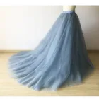 Юбка женская с реальным рисунком, атласная длинная Макси юбка с застежкой-молнией на талии, цвет пыльный синий