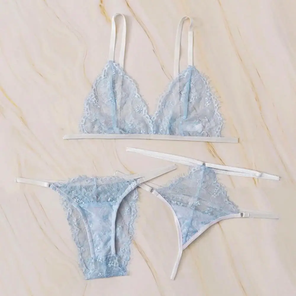 Комплект нижнего белья из 3 предметов Модный женский кружевной сексуальный